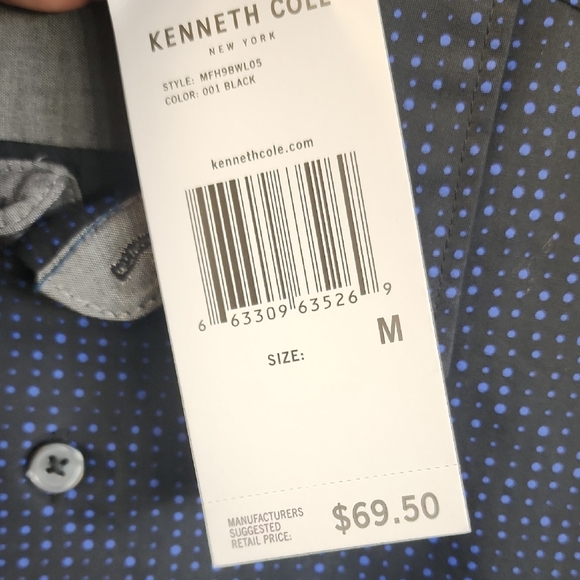 Kenneth Cole Navy Button Down Shirt - Picture 2 of 5